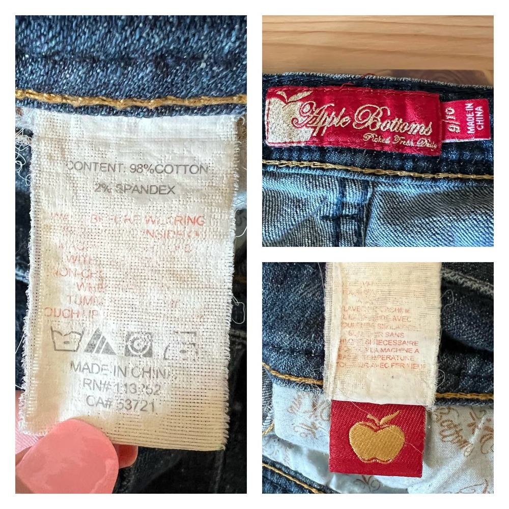 Apple Bottom Jeans Y2K Embellished Size 9 / 10 Skinny Rhinestone Distressed - Picture 5 of 6